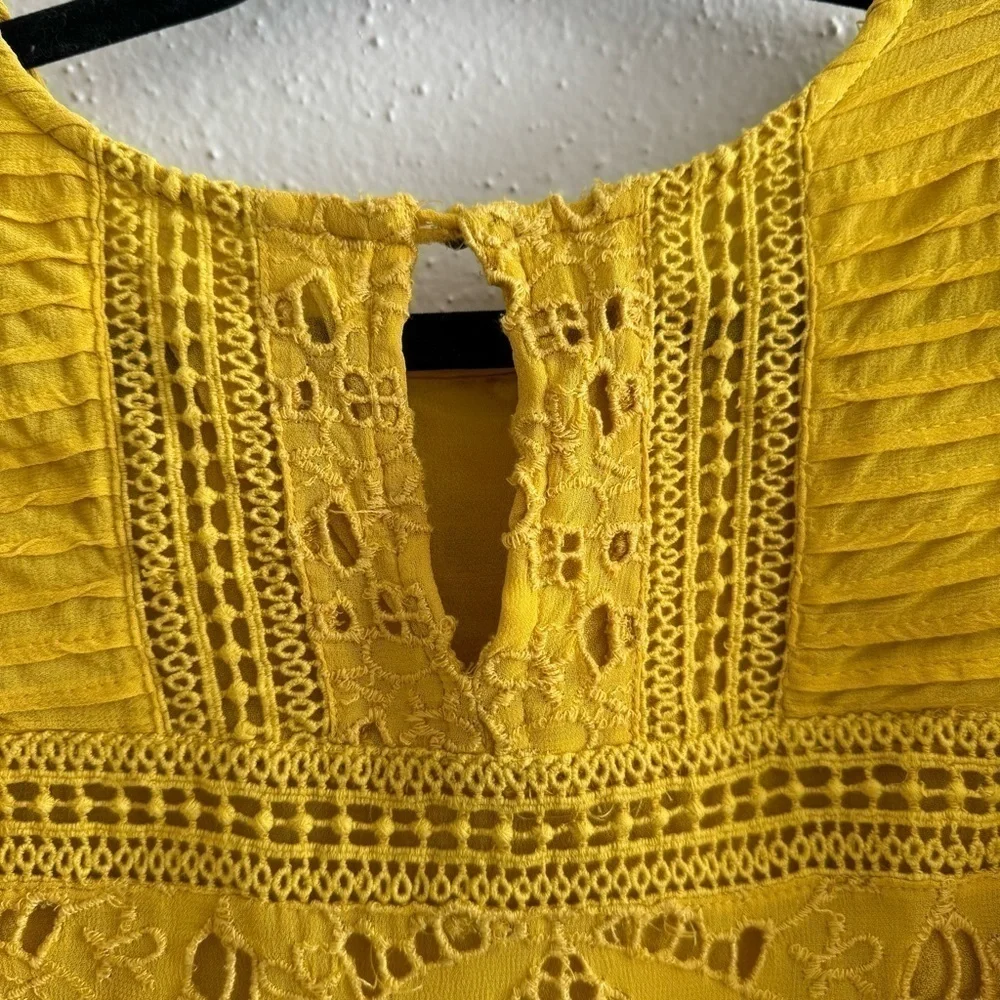 Anthropologie Clementine Blouse Eyelet Ruffle Pullover Puffed Sleeve Top